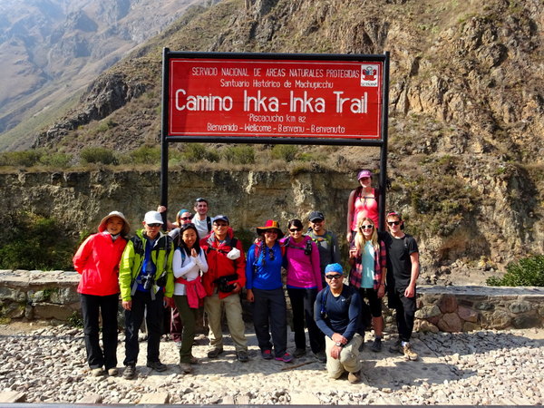 Inca trail hiking group